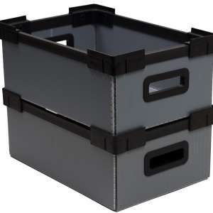 tara box light Stapelbox leer, gestapelt mit Stapelecke